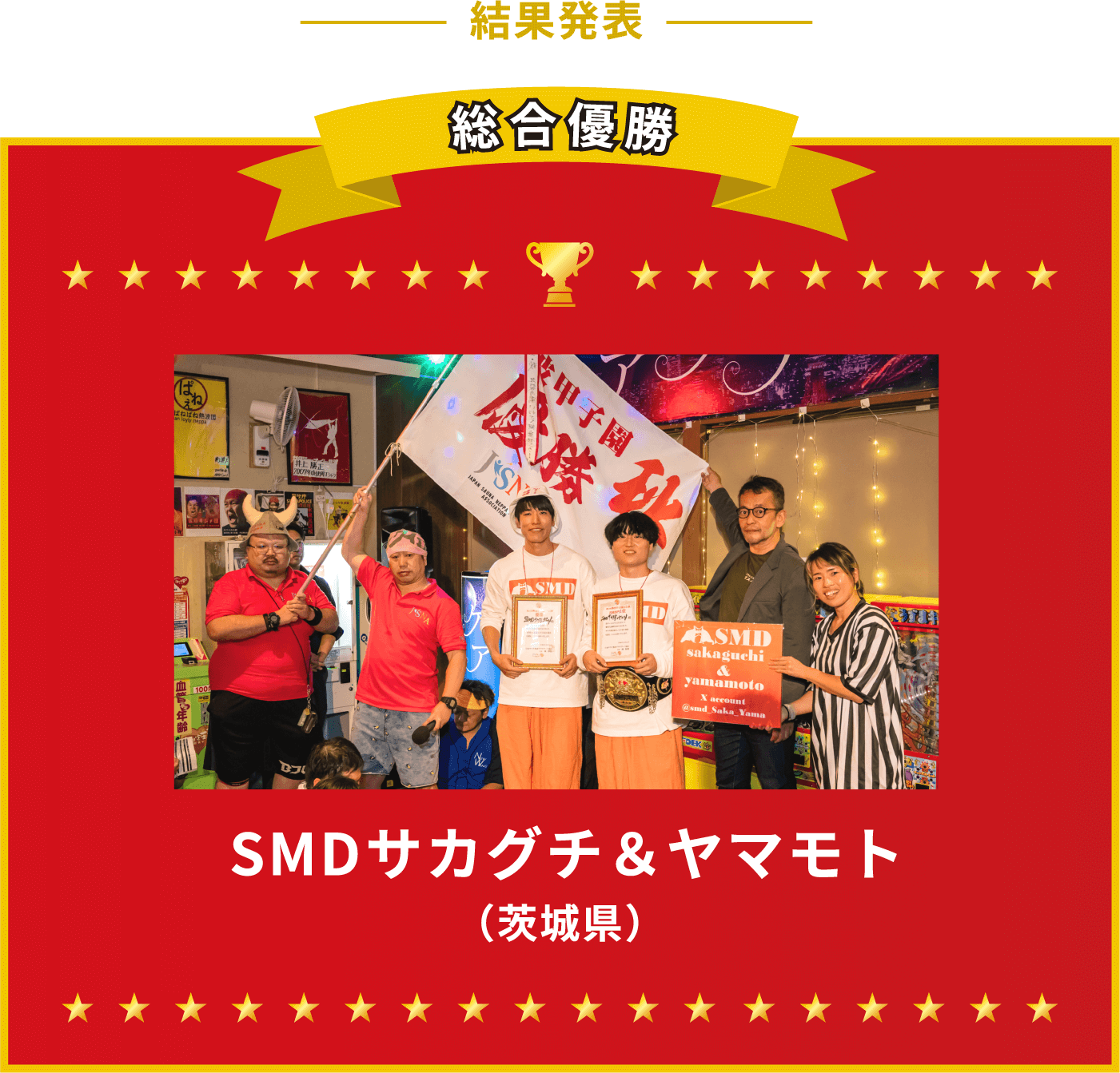 秋大会の優勝者はSMDサカグチ＆ヤマモト（茨城県）