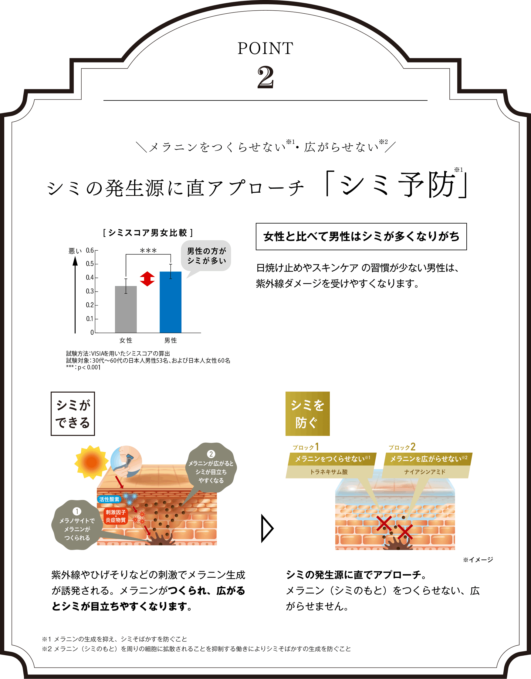 シミの発生源に直アプローチ「シミ予防」