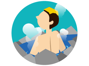 然後進入溫泉吧！