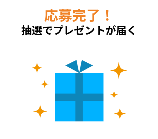 応募完了！<br>抽選でプレゼントが届く