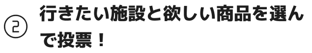 行きたい施設と欲しい商品を選んで投票！