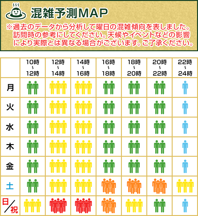 混雑状況配信】杉戸天然温泉 雅楽の湯（うたのゆ） - 久喜・幸手周辺